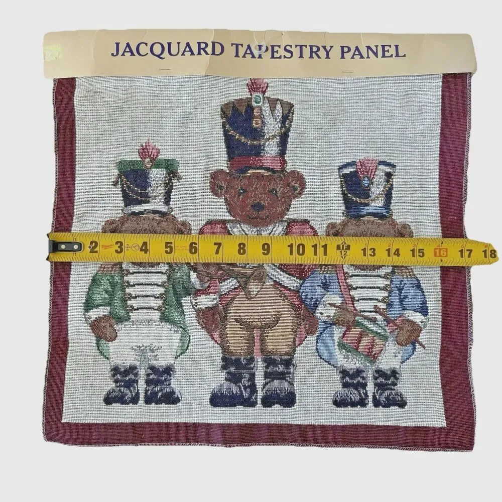 Xmas Toy Soldier Jacquard Tapestry Pillow Panel Bear Drum Band Craft Project NOS